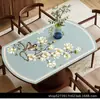 Tapete de mesa redondo dobrável estilo chinês, tapete de mesa oval, toalha de mesa de couro à prova d'água e de óleo para mesa de jantar da sala de estar, personalizável