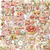 Novos adesivos fofos de desenho animado estilo pastoral de morango doce, 100 peças, para decoração de diário, adesivos planos à prova d'água