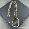 Novo colar de pedra original de turmalina natural com Buda esmaltado, design original, retrô, corrente de lã com diamante tcheco, atacado