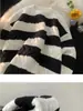 Suéter a Rayas Blancas y Negras Estilo Retro Americano Chaqueta Cardigan de Punto de Marca de Alta Gama Tendencia Europea y Americana Top para Atuendo de Otoño de Pareja para Hombre