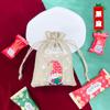 Al por mayor en stock Paquete de Lino Colorido Bolsillo Estampado Navideño Regalo Lámpara Decorativa Bolsa de Empaque Festivo Bolsa con Cordón de Algodón y Lino