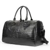 Bolsa de viaje portátil personalizada de patrón de cocodrilo para distancias cortas Amazon bolsa de viaje de cuero bolsa de fitness bolsa de equipaje de piel de vaca al por mayor