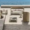Sofá de Rattan para Exterior Nórdico Sofá de Rattan para Sala de Estar de Lazer ao Ar Livre Varanda Sofá Cadeira de Rattan Combinação Criativa de Mesa de Centro para Pátio Móveis