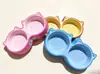 Comedero Doble para Mascotas Gato Comida Gato Dibujos Animados Doble Perro Gato Arroz Comida Bebida Doble Propósito Color Caramelo Comida Bebida PP Bowl