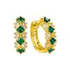 Longlongjin Plata S925 moda para mujer tesoro de color esmeralda artificial diamantes artificiales aretes diario moda retro