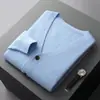 Cárdigan para hombre, suéter de lana liso de lujo ligero para negocios, suéter casual para hombre, tejido de punto con cuello en V, top nuevo, prenda de punto de invierno