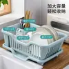 Escurridor de Platos Cocina Escurridor de Tazones y Platos Estante de Almacenamiento de Utensilios para Fregadero Hogar Encimera Caja de Almacenamiento con Drenaje para Tazones y Palillos