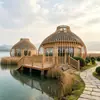Cabana de Gaiola de Pássaro Pré-fabricada para Exterior de Rede Vermelha Pousada Área Cênica Acampamento Casa de Madeira Redonda Quarto Estrela Especial de Feriado Céu Estrelado