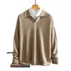 Suéter de Cashmere 100% Jacquard Corrugado Hombro Caído para Hombre Cuello de Gaviota Tejido Pulóver Casual Suéter Cálido Venta al por Mayor