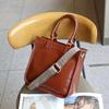 Bolso de mano de piel de vacuno de primera capa, bolso de mensajero de piel curtida vegetal, bolso de mujer de piel auténtica vintage, bolso de mano cruzado vivo 6661-1 grande
