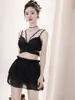 Traje de baño de dos piezas estilo nuevo en tonos de agua, sexy y adelgazante, poliéster de alta gama, push-up, adecuado para aguas termales, traje de baño para niña, Xunuo 9110