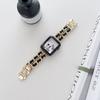 Para Apple 8 Geração Relógio Pequeno Chanel Moda Metal Pulseira de Couro iwatch876543SE Denim Chain Strap