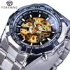 Nuevo Reloj Mecánico Semi-Automático Luminoso Hueco Estilo Clásico 340 de Moda Casual para Hombre Forsining