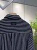 Moda 2025 Camisa de Manga Longa Riscas Pretas e Brancas Camisa Masculina com Gola Jaqueta Tendência Masculina Jaqueta
