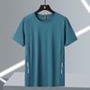 Camiseta de Seda de Hielo para Deportes y Ocio de Verano, Estilo Delgado de Verano, Corte Ajustado, Transpirable, Cuello Redondo para Hombre, Absorbe la Humedad, Fresca y de Secado Rápido
