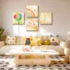 Pintura Decorativa de Sala de Estar de Dopamina de Dibujos Animados, Pintura Colgante de Pared para Fondo de Sofá Estilo Ins Fresco, Pintura de Pared Curativa