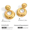 Pendientes de Acero Inoxidable Europeos y Americanos, Anillos Geométricos Retro, Acero de Titanio Hueco, Lujo Accesible Francés, Pendientes Color-Preservantes Estilo Hong Kong