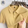 Camiseta de Manga Corta de Punto para Hombre Estilo Old Money Verano Nueva Casual de Negocios Holgada Transpirable Camiseta de Manga Corta para Hombre