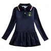 Camisa Polo Comercio Exterior Algodón Ropa Infantil Primavera y Otoño Estudiante Niños Vestido Niña Bebé Elegante Manga Larga Falda Plisada