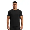 Venda Quente na Amazon Camiseta Estampada de Manga Curta Secagem Rápida Respirável Roupas de Fitness Masculinas Alta Elasticidade Logo Estampado Solta Roupa Esportiva para Homens