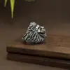 Anel Aberto Estilo Novo Vintage Desgastado Leão Fera Finamente Esculpido, Anel Punk de Personalidade de Nicho Dominador e Requintado