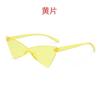 Nuevas gafas de sol sin montura de una sola pieza con forma de ojo de gato triangular transfronterizas, color caramelo personalizado, gafas de sol para fiesta, baile, sesión de fotos callejera