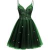 Vestido Curto Brilhante de Tule para Festa de Regresso à Escola Vestido Curto de Renda para Baile de Formatura Vestido de Festa de Cocktail para Adolescente Feminino