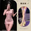 Lingerie Sexy com Renda Vazada e Decote Profundo em V para Mulheres, Roupa de Dormir Sexy, Mini Vestido com Alça Floral Sutil, Costas Bonitas, Pijama Sexy, Atacado Feminino