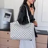Bolsa de lona estilo japonés para mujer, de lunares, simple, bolsa de mano de gran capacidad, bolso de hombro casual, artístico, adecuado para ir al trabajo, bolsa de compras para estudiantes
