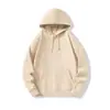 Moletom com Capuz 350g 100% Algodão para Homem, Casual Americano Caimento Solto Cor Sólida Ombro Caído Algodão Penteado Fio Siro Gola Redonda Capuz