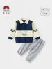 Conjunto de Ropa para Niño Primavera y Otoño Bebé Clase A Algodón Puro Ropa Súper Lindo Estilo Academia Ropa Exterior Infantil Mangas Largas Conjunto de Dos Piezas para Bebé 1
