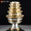 Índia Esculpida em Bronze Tigela de Abastecimento de Água Oito Budas Auspiciosos Pré-oferenda Oito Copos Sagrados de Água Copo de Abastecimento Decoração de Buda para Casa