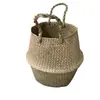 Maceta Decorativa Tejida de Pasto Marino Estilo Pastoral, Cesta para Plantas, Cesta de Almacenamiento Tejida de Paja, Bolso Tejido de Ratán, Bolsa de Almacenamiento para Maquillaje