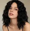 Peruca sintética encaracolada de lã vintage transfronteiriça, cabelo sintético estiloso para mulheres com aparência natural, cabelo curto encaracolado com repartição central, em estoque do fabricante