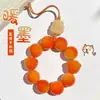 Colgante de Loto Rosa Garra de Gato Bodhi de Jade Blanco Llavero Anti-Pérdida para Niñas, Accesorio Versátil para Bolso Diario