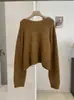 KEKEZOON Estilo Coreano Sencillo Versátil Otoño Invierno Cuello Redondo Color Sólido Suéter de Punto Manga Larga para Mujer 9350
