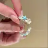 Anel Aberto de Concha de Molusco com Sal Marinho e Estrela do Mar Azul para Mulheres, Estilo Férias na Beira-Mar, Empilhável, Design de Nicho, Anel para Dedo Indicador