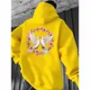 Sudadera con Capucha Exportación Transfronteriza Estampado Doble Flor Paloma Blanca Amazon Wish Una Pieza Al Por Mayor Temu