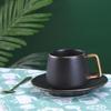 Taza de Té de Flores Simple de Cerámica Taza de Café Estilo Nórdico Moda Taza de Café con Cuchara