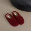 Chinelos Fechados Retro de Lã de Cordeiro com Solado Grosso para Mulheres, Novo Estilo Outono/Inverno 2026, de Calçar, Forrados com Lã, Quentinhos