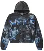 Moletom com Capuz para Casal de Marca de Moda de Rua Y2K Estilo Europeu e Americano Transfronteiriço, Jaqueta com Zíper Camuflada Floral Retrô Americana