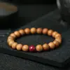 Pulsera de Madera de Melocotón Vieja y Sándalo Verde de Tienda de Fábrica para Mujeres, Pulsera de Loto de Cinabrio, Amuleto de Año de Nacimiento, Cuentas Budistas, Se Puede Enviar en Nombre de Otros