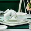 Juego de vajilla de porcelana ósea Jingdezhen Tazón europeo Cuchara Palillos Palillos regalo un juego completo de platos al por mayor traje cerámica para el hogar