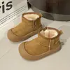 Botas de Nieve Antipatadas Sencillas Estilo Coreano para Niños 2026 Nuevas Llegadas de Invierno Niños y Niñas Velcro Mágico Botas de Algodón Cálidas Botas de Caña Baja