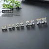 Pendientes de moda coreana para mujer, pendientes de circón de cuatro garras de oro real, joyería, cobre chapado, circón oxidado, accesorios, venta al por mayor