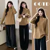 Suéter de cuello alto, longitud media, ajuste holgado para capa base de otoño e invierno, diseñado para cubrir la parte inferior del cuerpo y ocultar los glúteos, un top relajado y cómodo para mujeres embarazadas