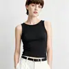 Sujetador de Mujer Estilo Chaleco Negro, Camiseta Interior Básica de Verano Todo en Uno, Top Exterior sin Mangas