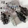 Elegante Pinza de Plátano de Tela Plisada con Estampado de Leopardo de Malla para Mujer, Pinza para Moño Linda Estilo Coreano con Puntos