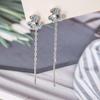Primavera 2025 Temperamento Iris Azul Aretes Línea de Oreja para Mujer Simple Moda Combinable de Alta Gama Aretes Personalizados