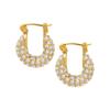 Sentido del diseño temperamento Dubái personalidad tendencia moda incrustación completa de diamantes y circón pendientes en forma de U para mujer pendientes de acero de titanio chapados en oro